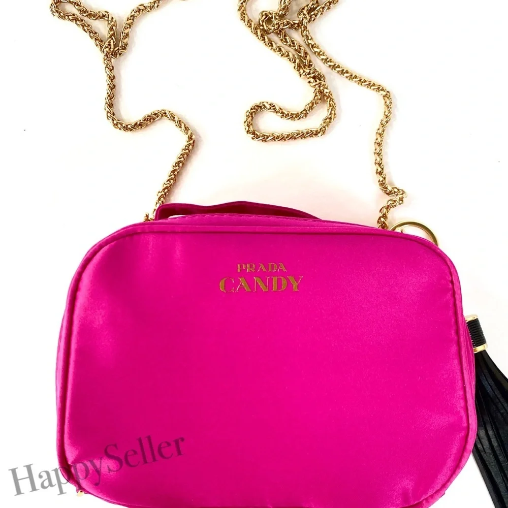 Prada Crossbody Bag Pouch Makeup Cosmetic Vanity Case Candy Pink Organizer New - Picture 11 of 13